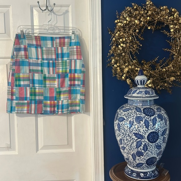 NWOT Women’s Talbots Madras Patchwork 100% Cotton Mini Skirt Size 2 - Picture 1 of 7